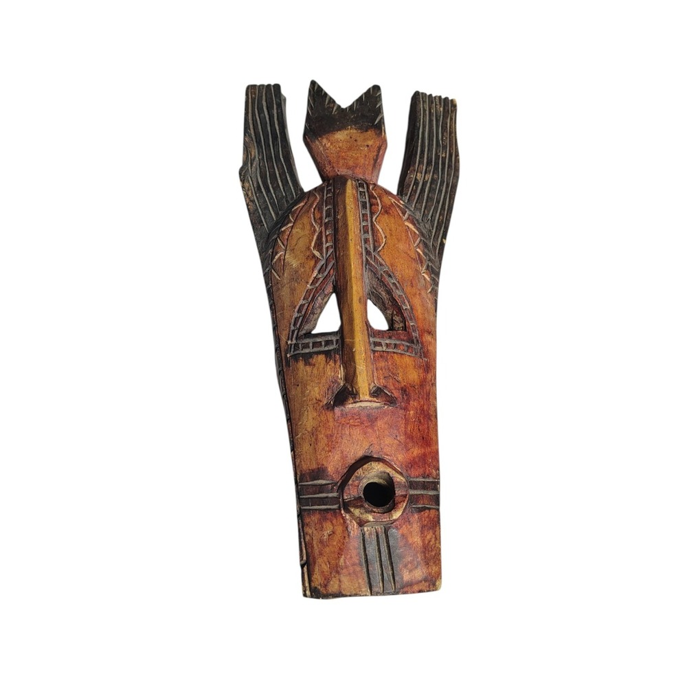 Vintage Hand Carved Wooden Mask Decor